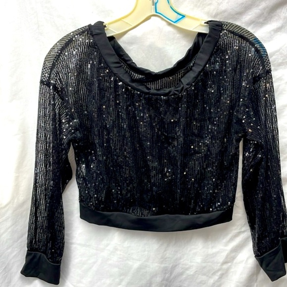 Black sequined see through panty lined pants suit ladies sz s - Picture 2 of 9